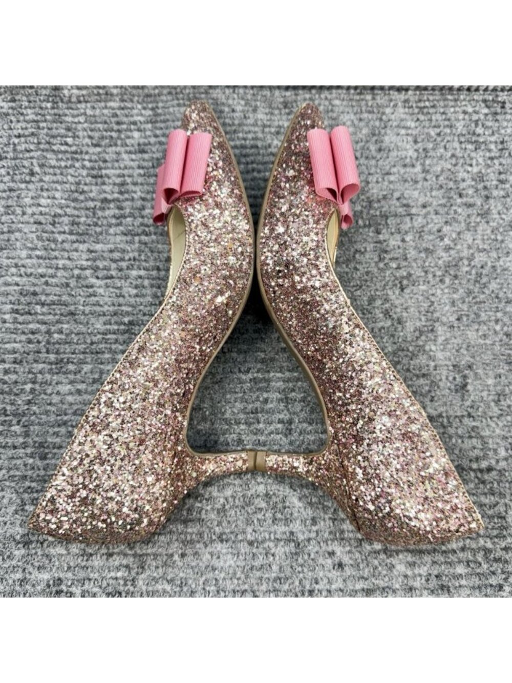 AK Anne Klein Akifa iFlex Heels Women’s 7.5 Pink Glitter Sparkle Bow Kitten Heel - Picture 6 of 13